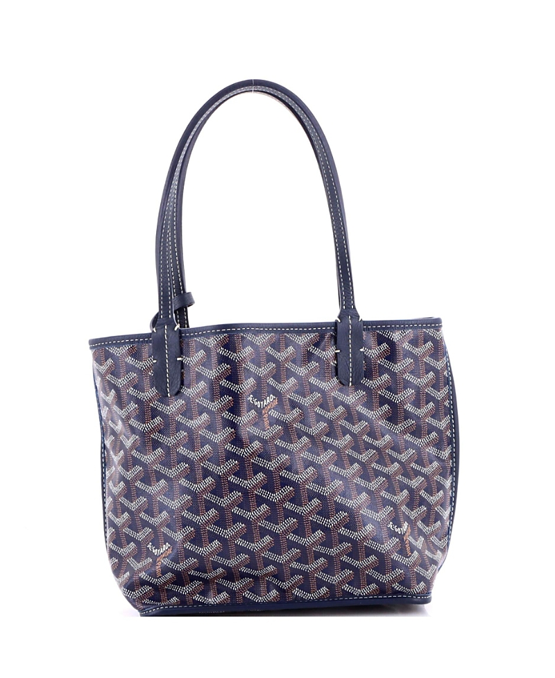Pre-owned Pre-owned Goyard Goyard Mini Anjou Reversible Tote Coated Canvas In Blue