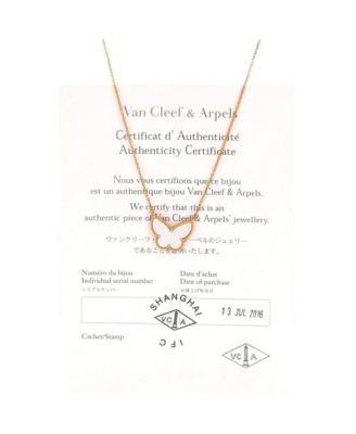  Lucky Alhambra Butterfly Pendant Necklace 18K Gold with Mother of Pearl, 14.75 - 16.5"