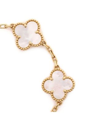  Vintage Alhambra 5 Motifs Bracelet 18K Gold and Mother of Pearl