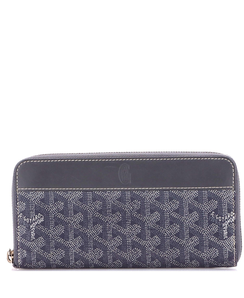 Pre-owned Pre-owned Goyard Goyard Matignon Zip Wallet Coated Canvas With Leather In Gray