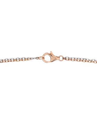  Love 3 Ring Pendant Necklace 18K Rose Gold and 18K White Gold with 6 Diamonds, 14.75 - 16"