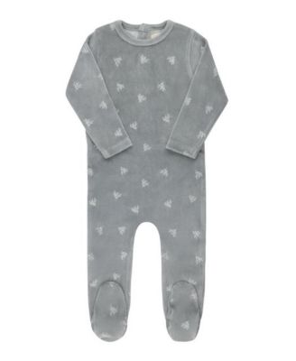 Unisex Velour Leaf Pattern Collection Footie + Bonnet - Baby