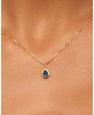  Solid Yellow Gold Teardrop Charm Necklace