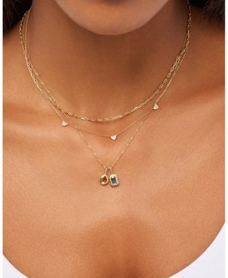  Solid Yellow Gold Teardrop Charm Necklace