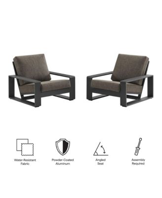 Lirienne Outdoor Patio Aluminum Faux Wood Armchairs, Set of 2