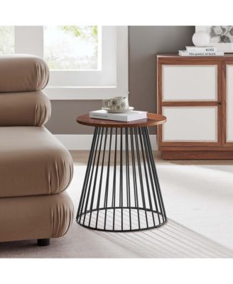  Valeo Round Wood and Metal Side Table