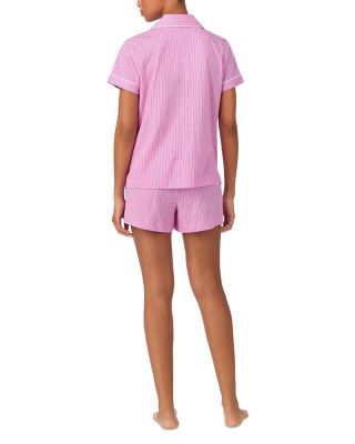 Short Sleeve Classic Knits Notch Collar Boxer Pajama Set