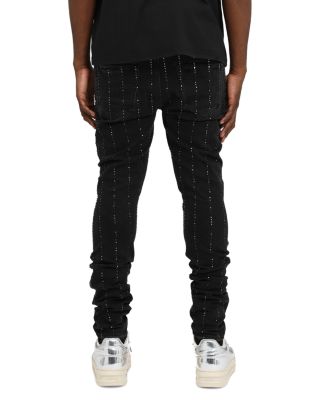 Skinny Pinstripe Jeans in Black