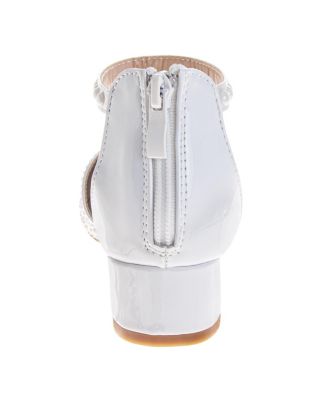 Girls' Ribbon and Gemstones Shiny Dress Shoes -Toddler, Little Kid, Big Kid