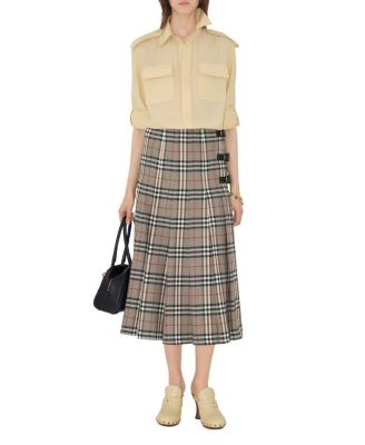  Check Wool Midi Kilt
