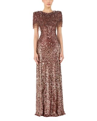 Eugenie Sequin Fringed Maxi Dress