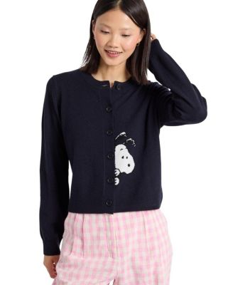  Women's Wool-Cashmere Sneeky Snoopy Cardigan