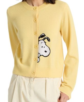  Women's Wool-Cashmere Sneeky Snoopy Cardigan