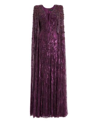 Sweet Silva Beaded Cape Maxi Dress