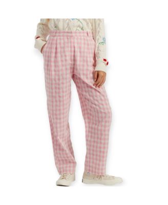  Women s Linen-Blend Gingham Trousers