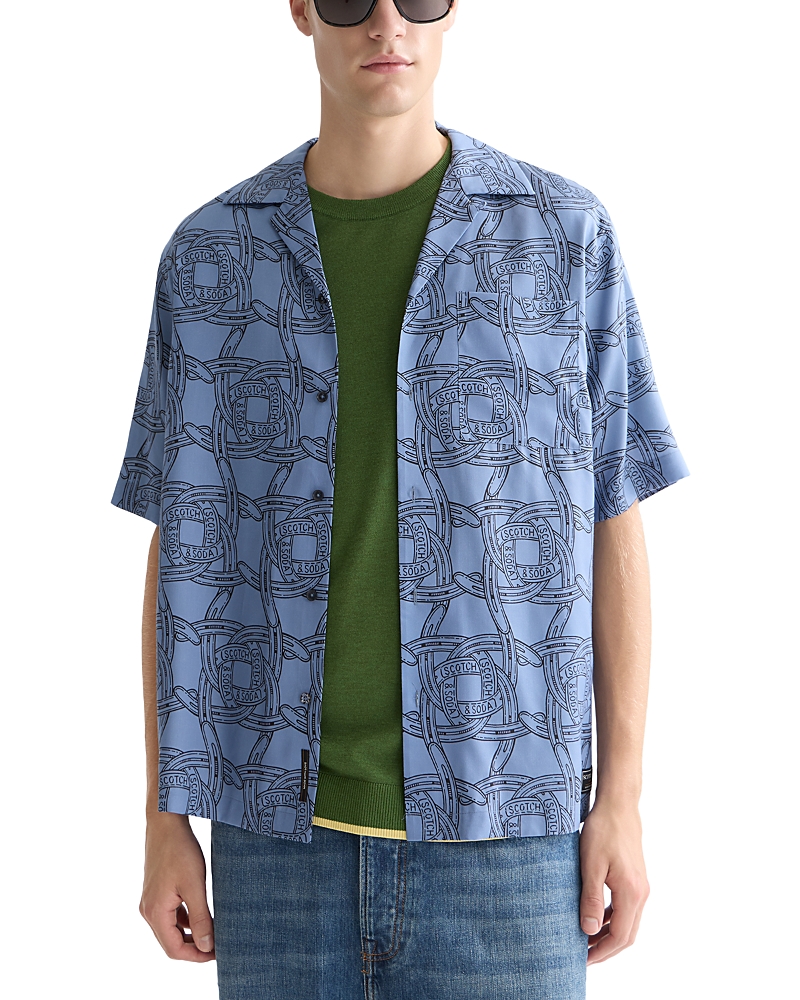 Scotch & Soda Printed Tencel Relaxed Fit Short Sleeve Shirt