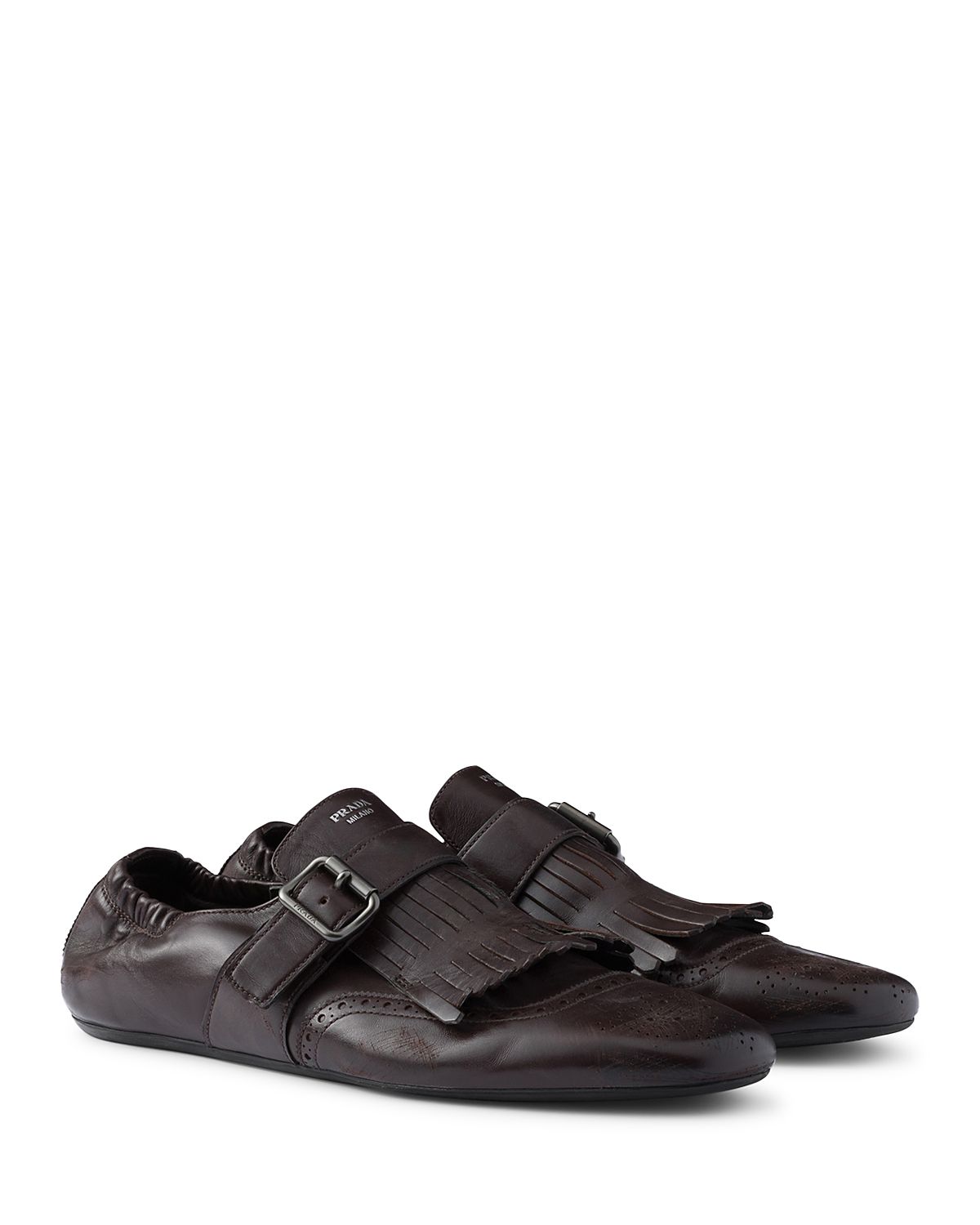 Prada Men's Shuffle Fringed Monk Strap Shoes