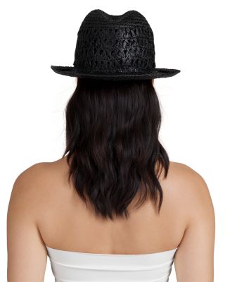 Lacquered Open Weave Raffia Fedora
