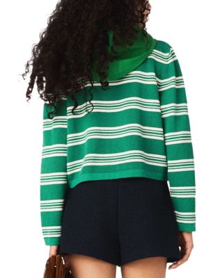 Cropped Striped Polo Sweater