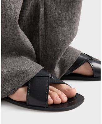  Men's Deco Leather Crisscross Sandals