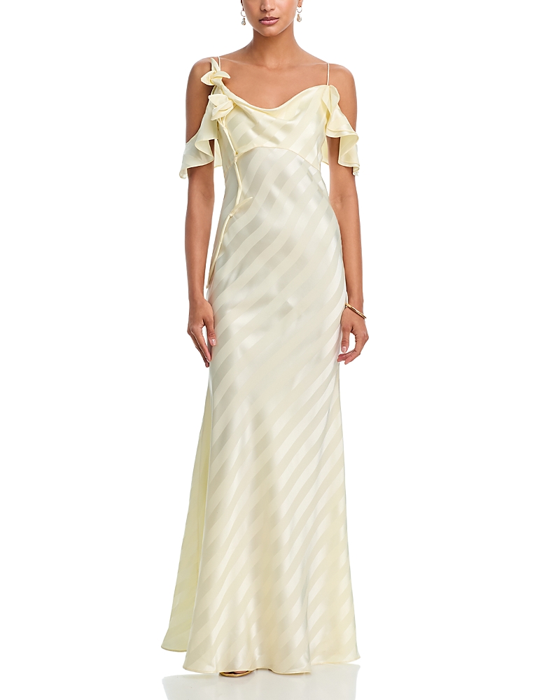 Self-Portrait Satin Striped Maxi Dress