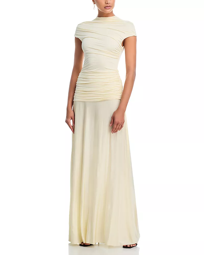 Self-Portrait Draped Jersey Maxi Dress