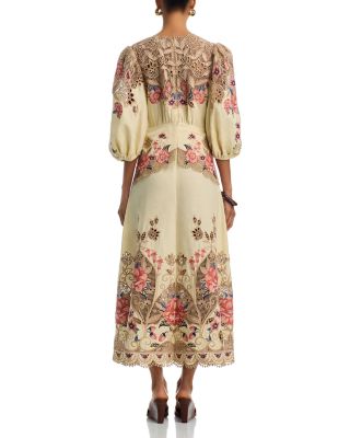Embroidered Long Sleeve Midi Dress