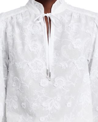 Embroidered Cotton Frill Blouse