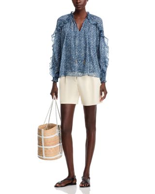 Floral Long Sleeve Ruffle Blouse