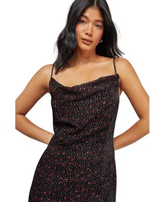 Spot Devore Cowl Neck Maxi Dress