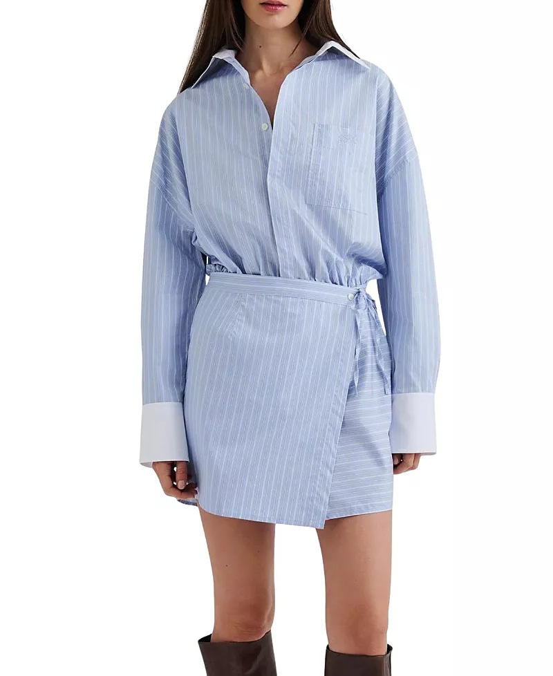 Malina Portea Wrapped Long Sleeve Shirt Dress