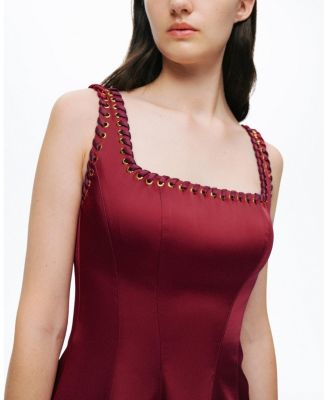 Embellished Square Neck Midi Dress