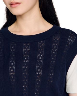 Layered Effect Pointelle Knit Sweater