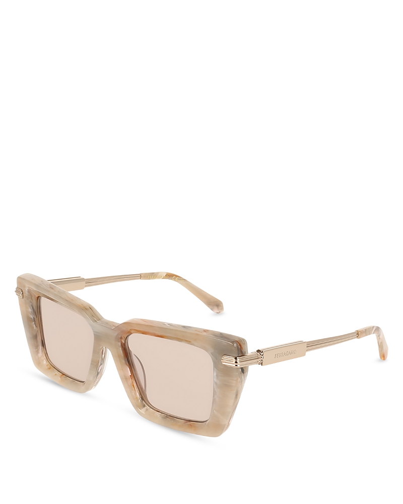 Ferragamo Faceted Prisma Rectangular Sunglasses, 52mm