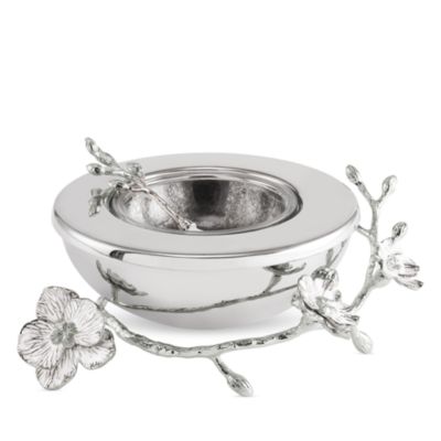 Silver Orchid Caviar Dish With Spoon