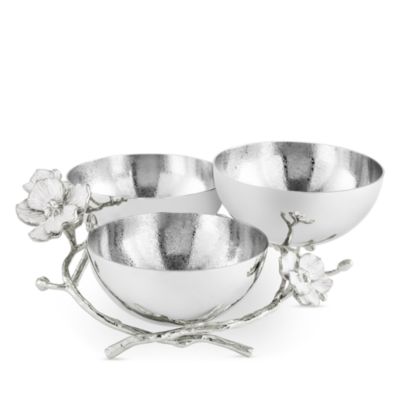 Silver Orchid Triple Bowl