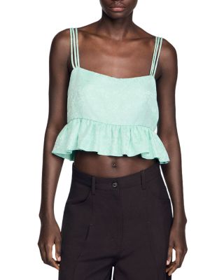Ruffled Jacquard Crop Top