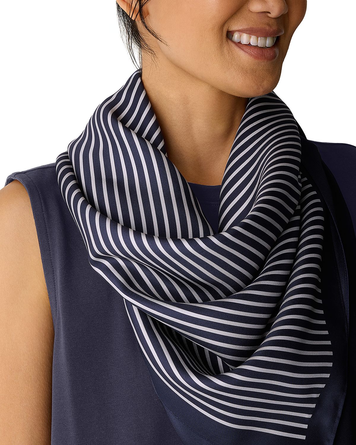 Eileen Fisher Striped Silk Twill Printed Bandana