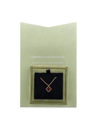  Sweet Alhambra Pendant Necklace 18K Rose Gold and Carnelian, 14.75 - 15.5"