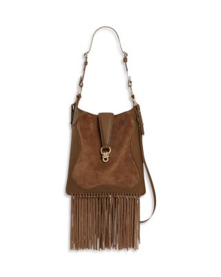 Le Claudia Fringed Leather & Suede Bag