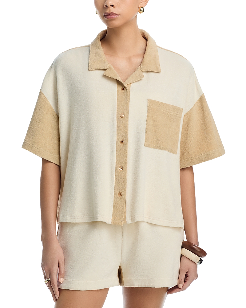Echo Terry Camp Shirt Swim Cover-up In Neutral