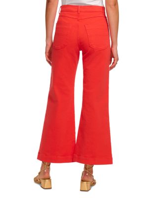 Clifford Cropped High Rise Kick Flare Jeans in Crimson