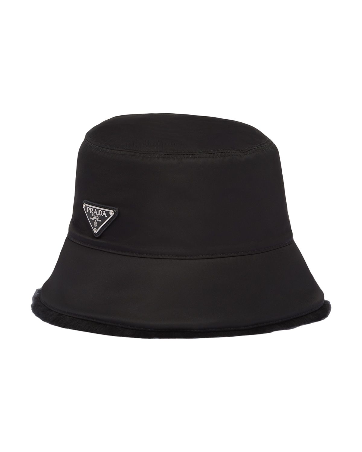 Prada Re-Nylon And Shearling Bucket Hat