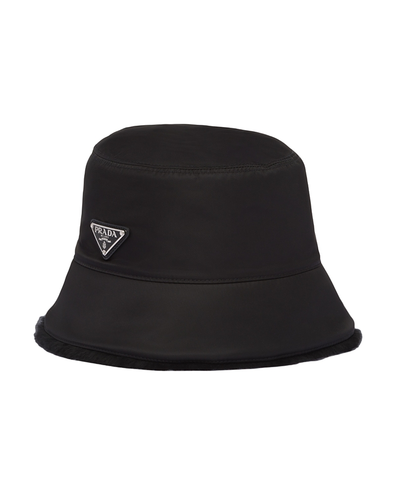 Prada Re-Nylon And Shearling Bucket Hat
