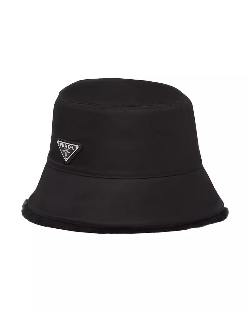 Prada Re-Nylon And Shearling Bucket Hat