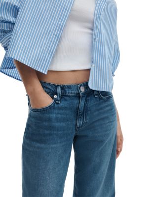 Saige Mid Rise Straight Leg Ankle Jeans in River