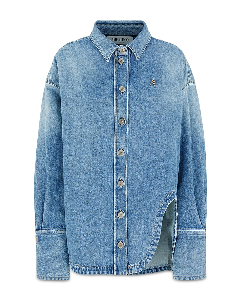 Attico Denim Shirt Jacket In Blue