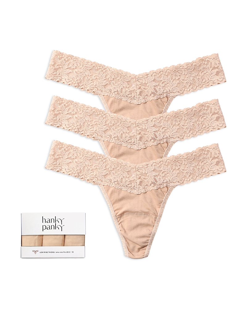 Hanky Panky SupimaCotton Low-Rise Thongs, Set of 3 · OS