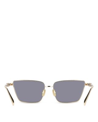 Metal Angled Rectangular Sunglasses, 59mm