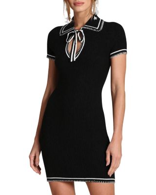 Tie Neck Fitted Mini Dress
